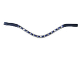Lumiere Blue Crystal Browband - Black Leather